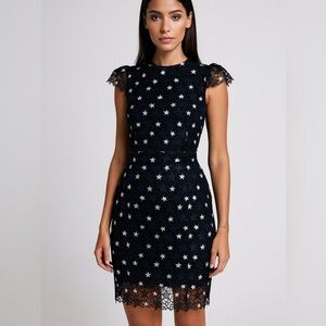 Romeo & Juliet Couture Lace Navy Blue Star midi dress. Size Small.
